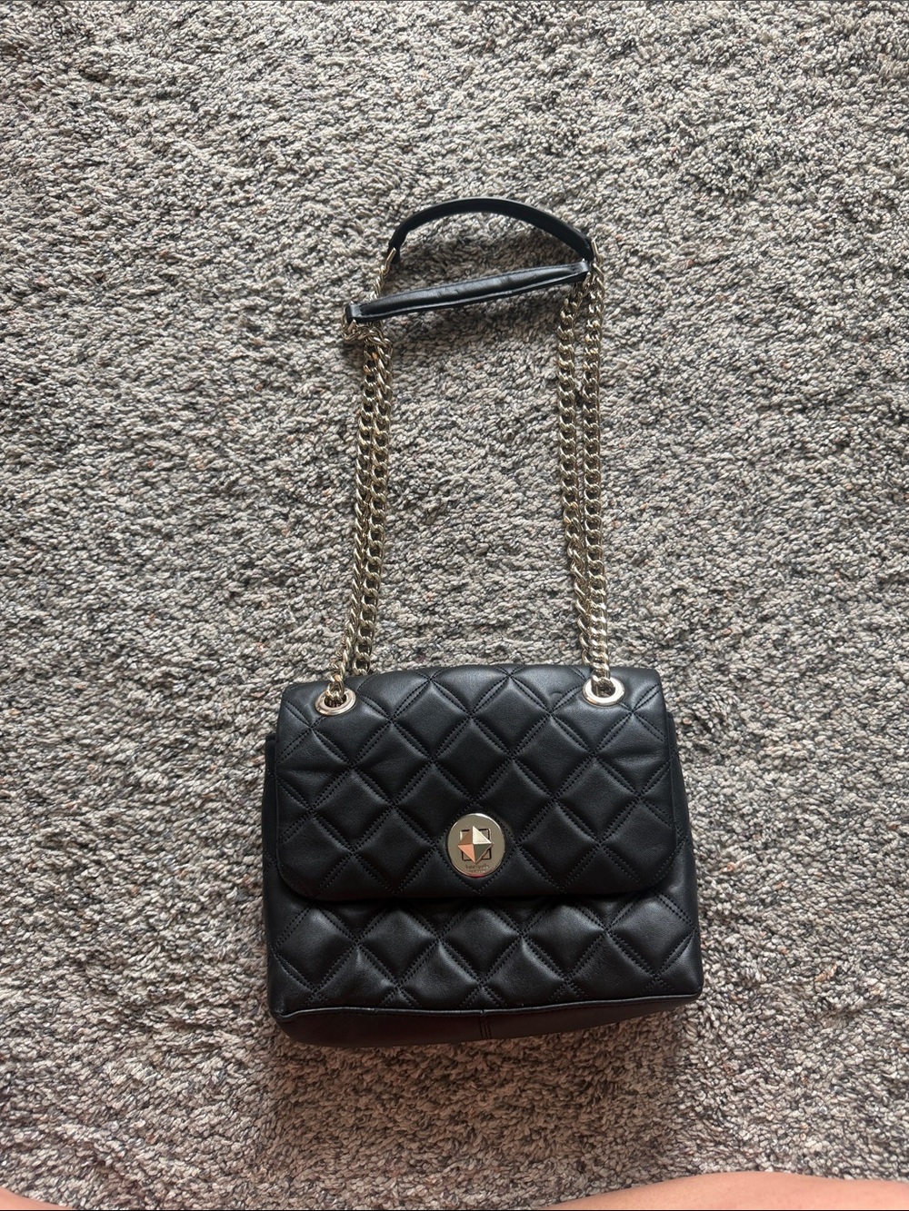 New without tags Kate Spade Black Quilted Chain-Handle Shoulder Bag